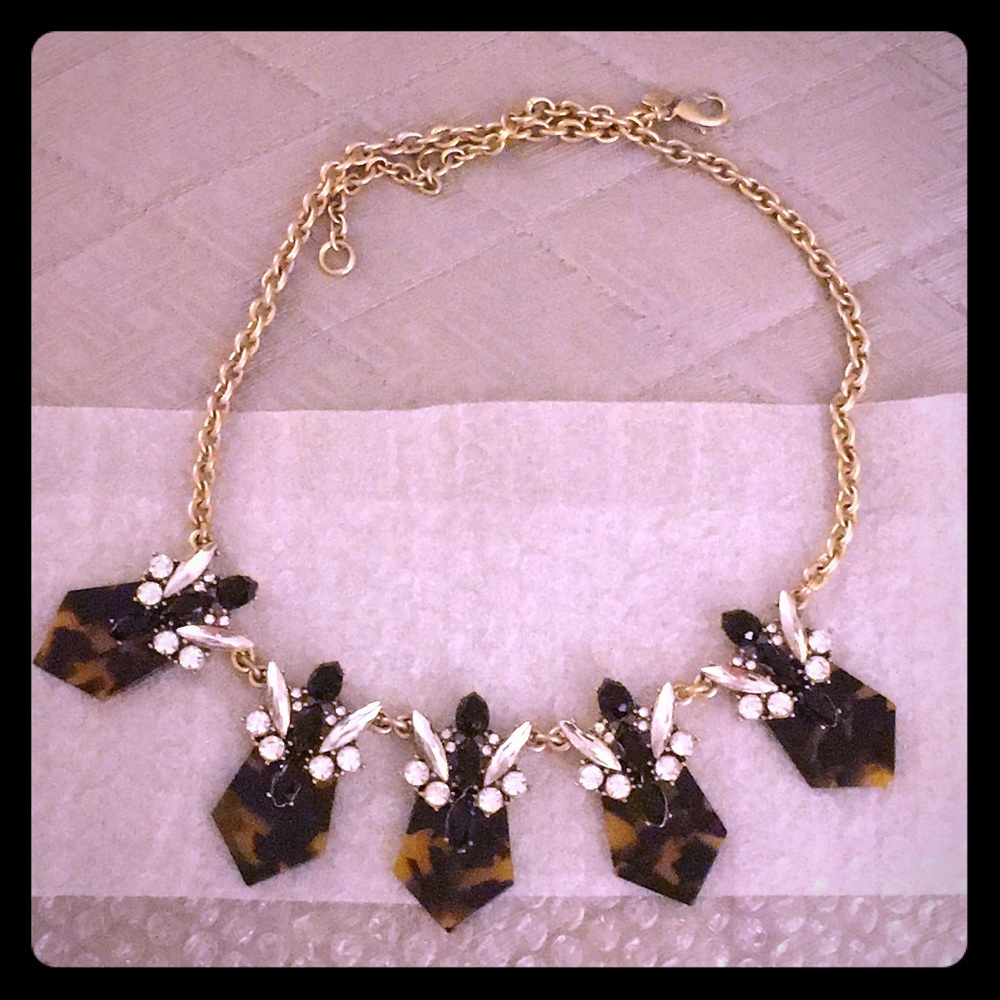 J. Crew Tortoise Gemstone Statement Necklace